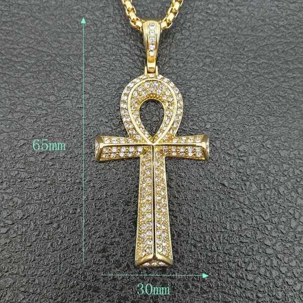 Mens Egyptian Ankh Cross Pendant With Stainless Steel Chain