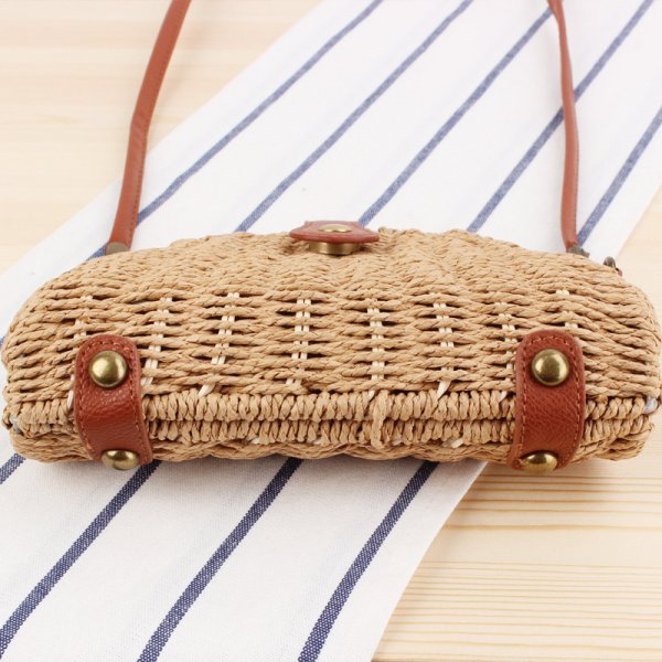 Semicircle Straw Woven Bag  Rattan Bag  Shoulder Bag  Messenger Bag  Female Bag