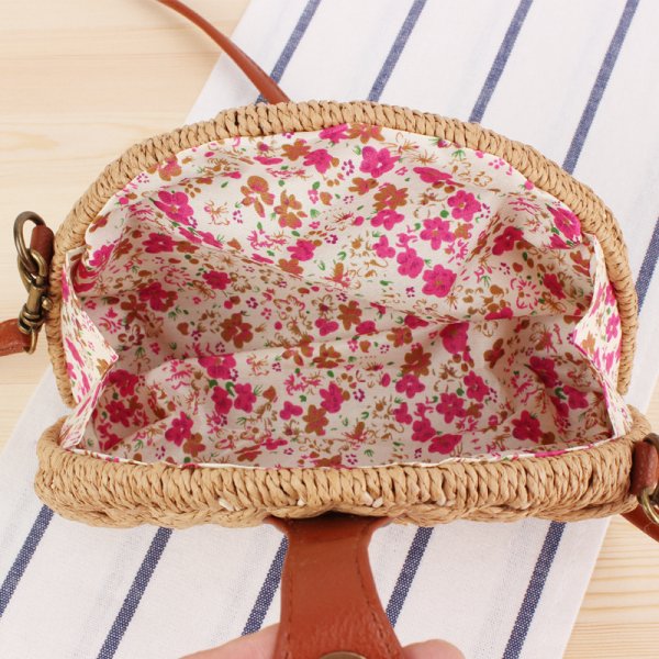 Semicircle Straw Woven Bag  Rattan Bag  Shoulder Bag  Messenger Bag  Female Bag