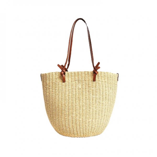 Women's One Shoulder Straw Cylindrical Bag